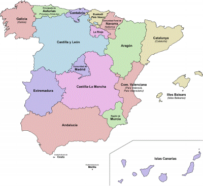 Obrázok č. 1: Mapa de las Comunidades Autónomas de España